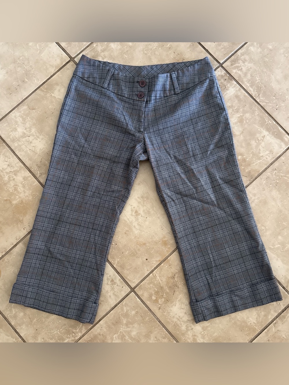 Vtg Y2K  Leyva's grey low rise plaid capri pants
